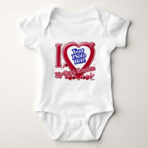 I Love My Great Grandma red heart _ photo Baby Bodysuit