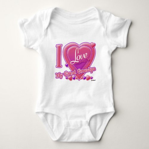 I Love My Great Grandpa pinkpurple _ heart Baby Bodysuit