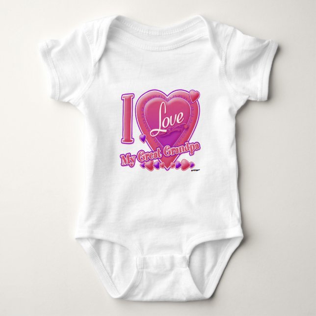 I Love My Great Grandpa pink/purple - heart Baby Bodysuit (Front)