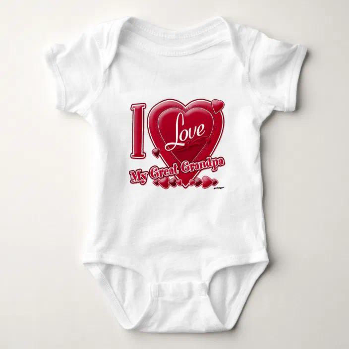 I Love My Grandparents With Red Heart Infant Toddler Baby Bodysuit One Piece 