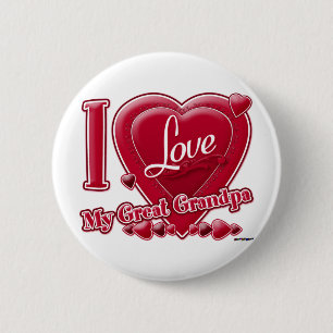 I Love My Great Grandpa red - heart Pinback Button
