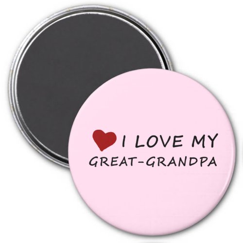 I Love My Great_Grandpa with Heart Pink Magnet