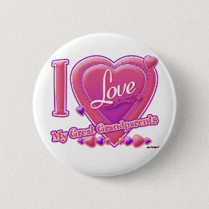 I Love My Great Grandparents pink/purple - heart Pinback Button