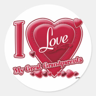 I Love My Great Grandparents red - heart Classic Round Sticker