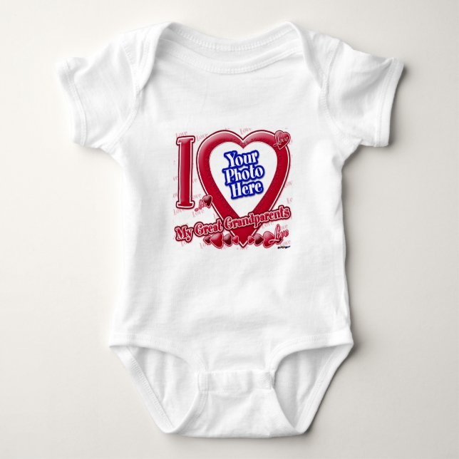 I Love My Great Grandparents red heart - photo Baby Bodysuit (Front)