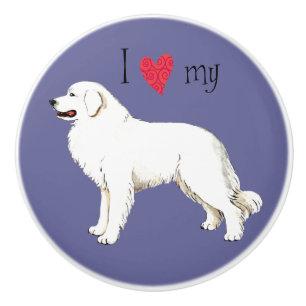 I Love my Great Pyrenees Ceramic Knob