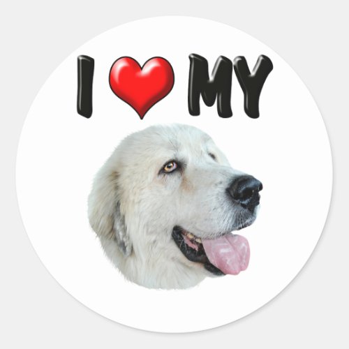I Love My Great Pyrenees Classic Round Sticker