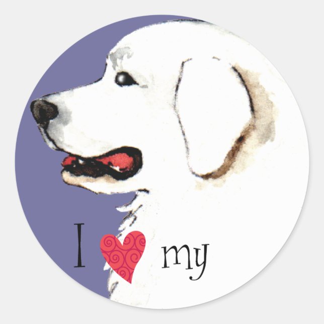 I Love my Great Pyrenees Classic Round Sticker (Front)