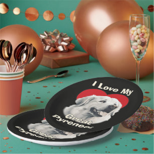 I love My Great Pyrenees Dog Paper Plates