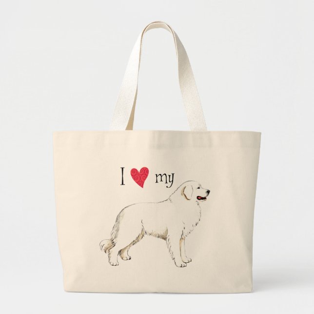 I Love my Great Pyrenees Large Tote Bag (Front)