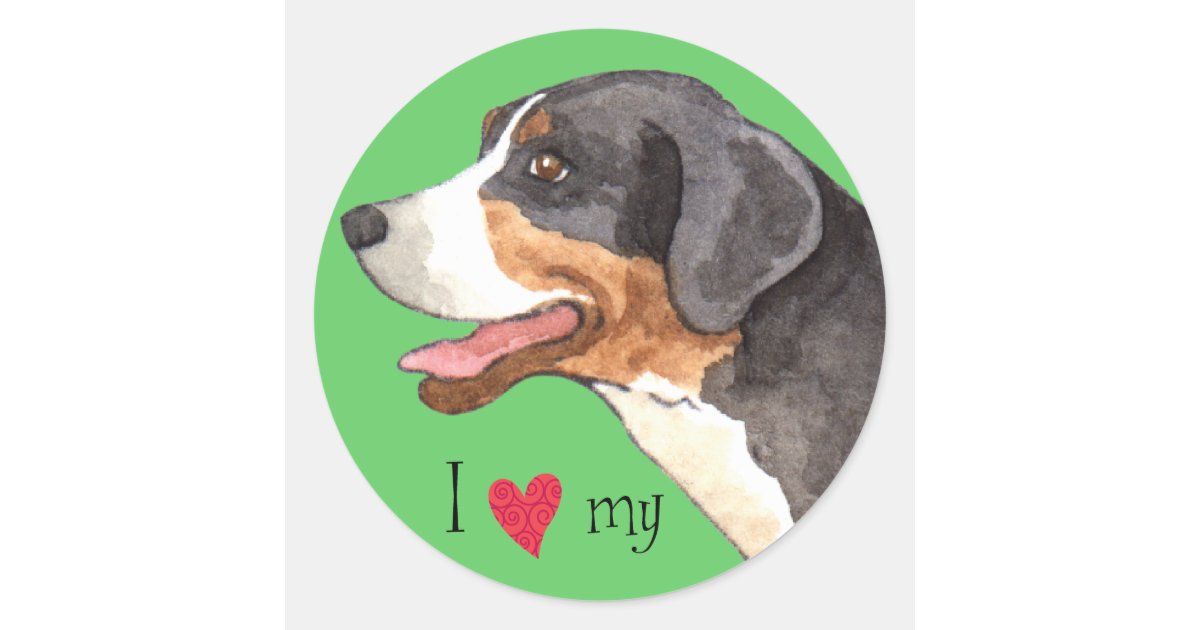 I Love My Greater Swiss Mountain Dog Clic Round Sticker I Love My Greater Swiss Mountain Dog