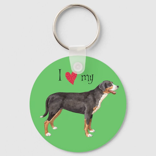 I Love my Greater Swiss Mountain Dog Keychain (Front)