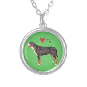 I Love my Greater Swiss Mountain Dog Silver Plated Necklace