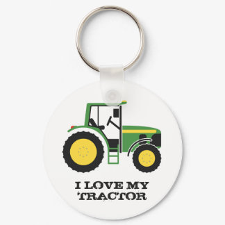 I Love My Green Tractor Key Ring