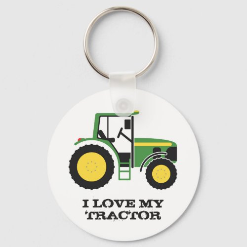 I Love My Green Tractor Key Ring