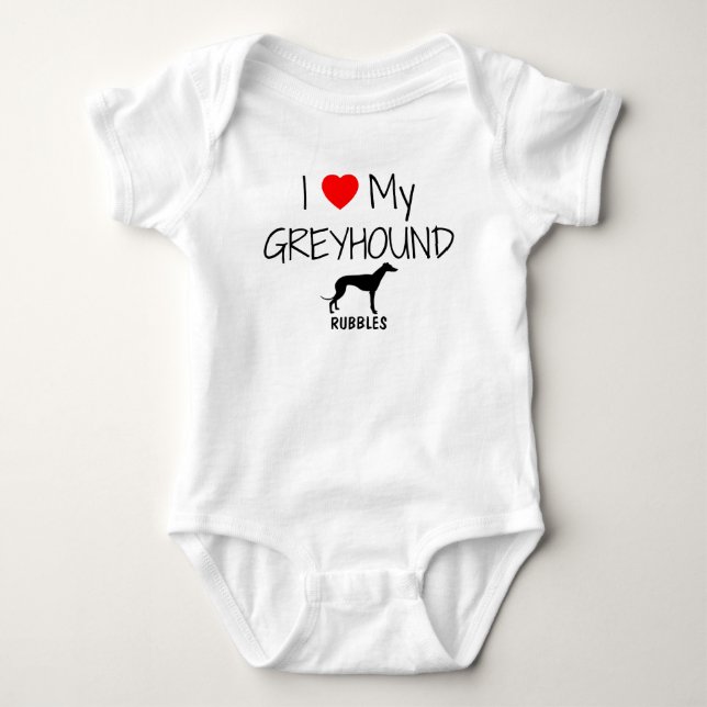 I Love My Greyhound Baby Bodysuit (Front)