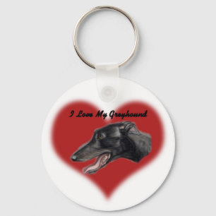 "I Love My Greyhound"Dog Art Keychain