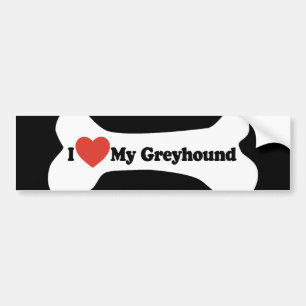I Love My Greyhound - Dog Bone Bumper Sticker