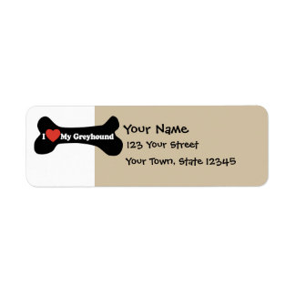 I Love My Greyhound - Dog Bone Label