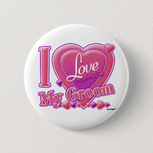I Love My Groom pink/purple - heart Button