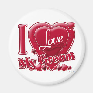 I Love My Groom red - heart Magnet