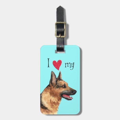 I Love my GSD Luggage Tag