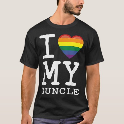 I Love My Guncle Gay Homosexual Rainbow Heart Uncl T_Shirt