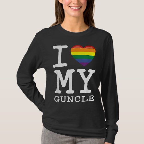 I Love My Guncle Gay Homosexual Rainbow Heart Uncl T_Shirt