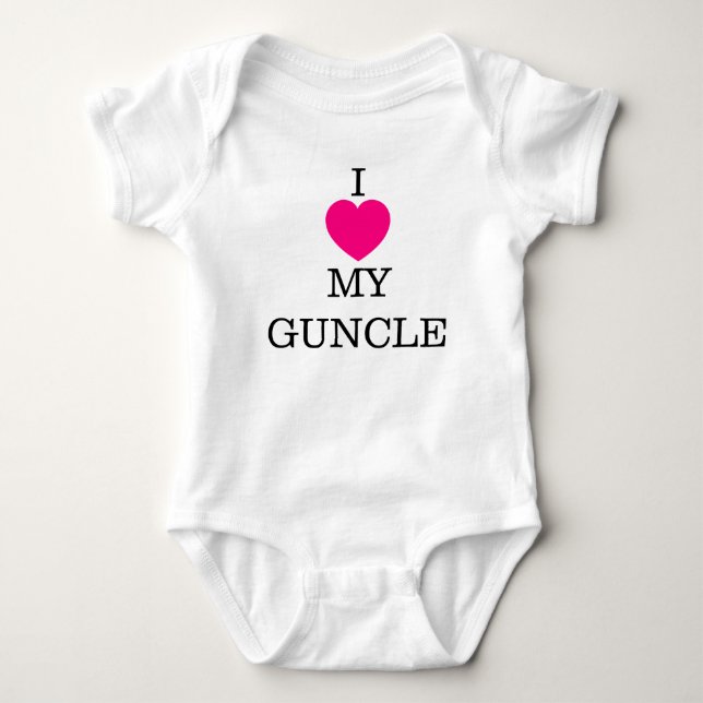 I LOVE MY GUNCLE PINK HEART BABY BODYSUIT (Front)