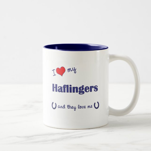 I Love My Haflingers (Multiple Horses) Two-Tone Coffee Mug (Right)