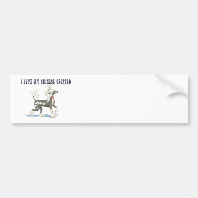I Love My Hairless Chinese Crested Dog Bumper Sticker (Front)