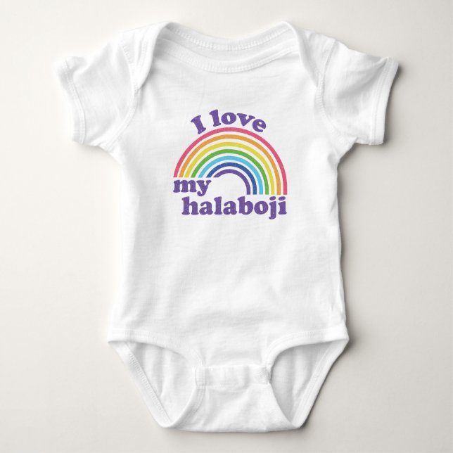 I Love My Halaboji - Cute Rainbow  Baby Bodysuit (Front)