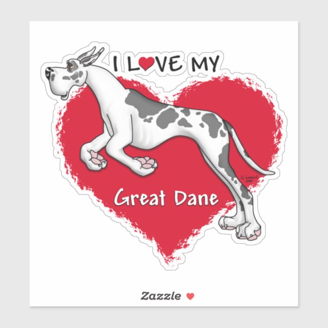 I Love my Harlequin Great Dane Sticker (Sheet)