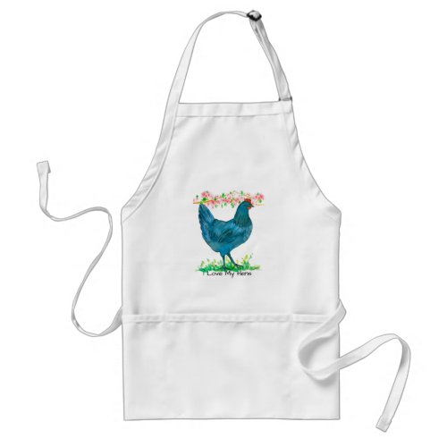 I Love My Hens Blue Chicken Farmer Gift Adult Apron