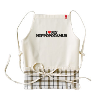I LOVE MY HIPPOPOTAMUS ZAZZLE HEART APRON