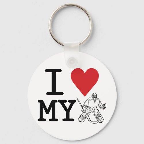 I Love My Hockey Goalie Keychain