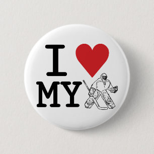 I Love My Hockey Goalie Pinback Button