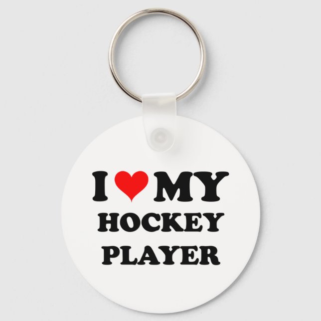 I Love My Hockey Player Keychain (Front)