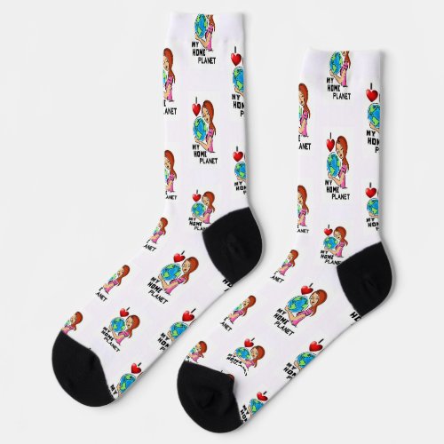 I Love My Home Planet 22 World Mother Earth Day Socks