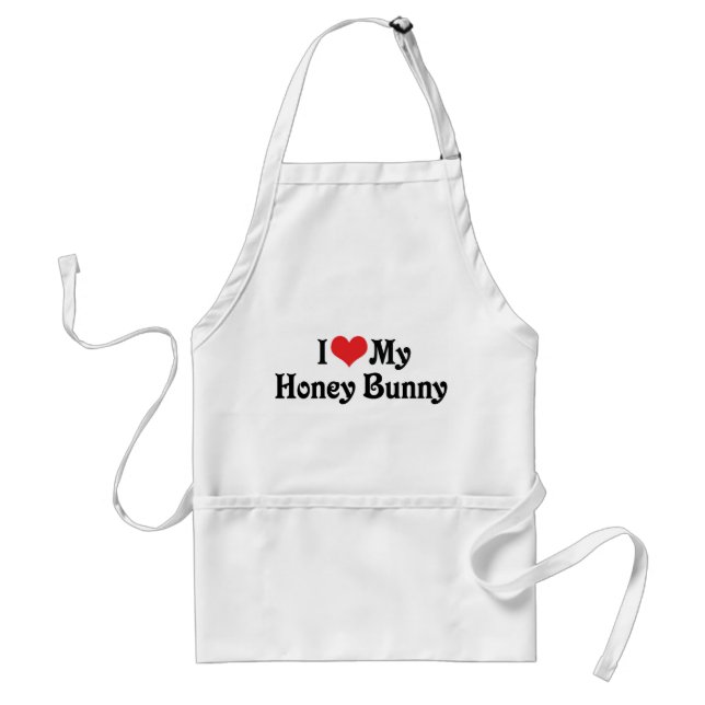 I Love My Honey Bunny Adult Apron (Front)