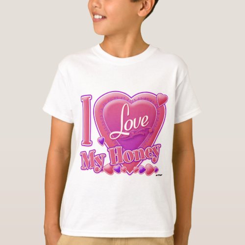 I Love My Honey pinkpurple _ heart T_Shirt