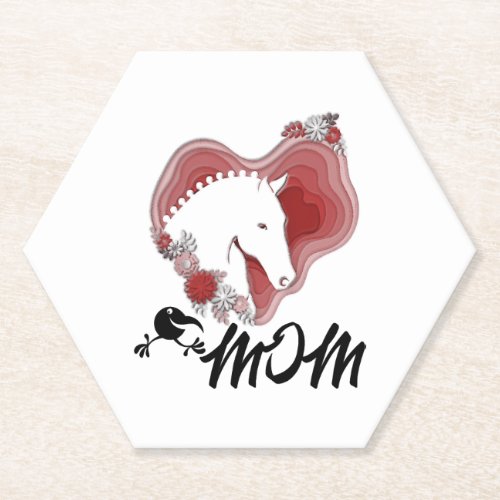 I Love My Horse And My Mom Valentine Day Gift Paper Coaster