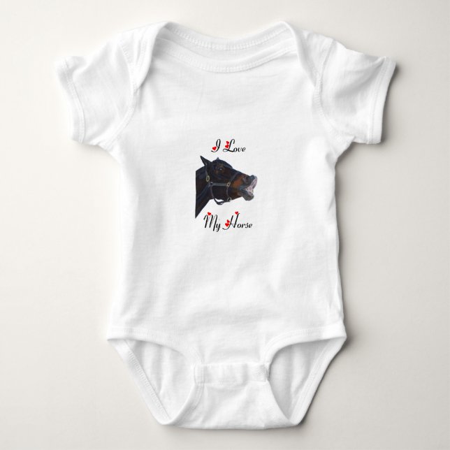 I Love My Horse! Funny Baby Bodysuit (Front)