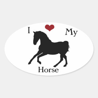 I Love My Horse Oval Sticker #1