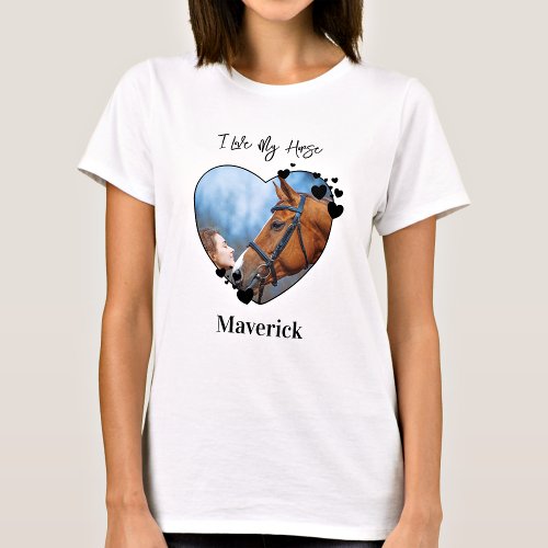 I Love My Horse Personalized Heart Pet Photo T_Shirt