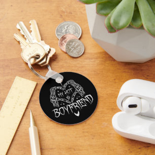 I Love My Hot Boyfriend Halloween Skeleton Funny Keychain