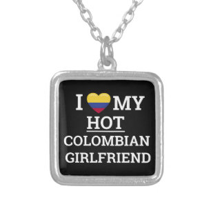 I love my hot colombian girlfriend Funny Colombia Silver Plated Necklace