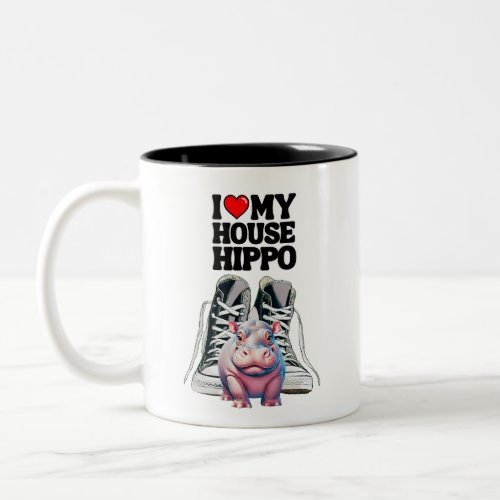 I Love My House Hippo Customizable  Two_Tone Coffee Mug