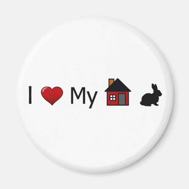 "I Love My House Rabbit" Magnet (Front)