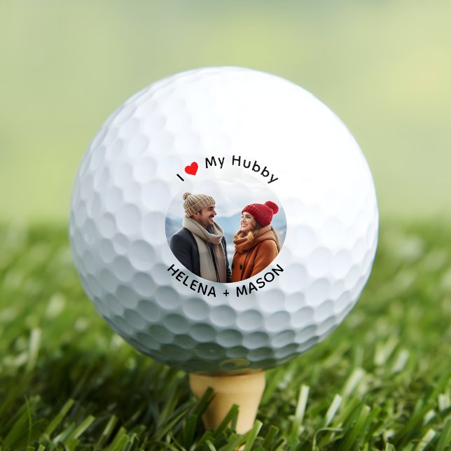 I Love My Hubby Photo Customizable Golf Balls (Creator Uploaded)